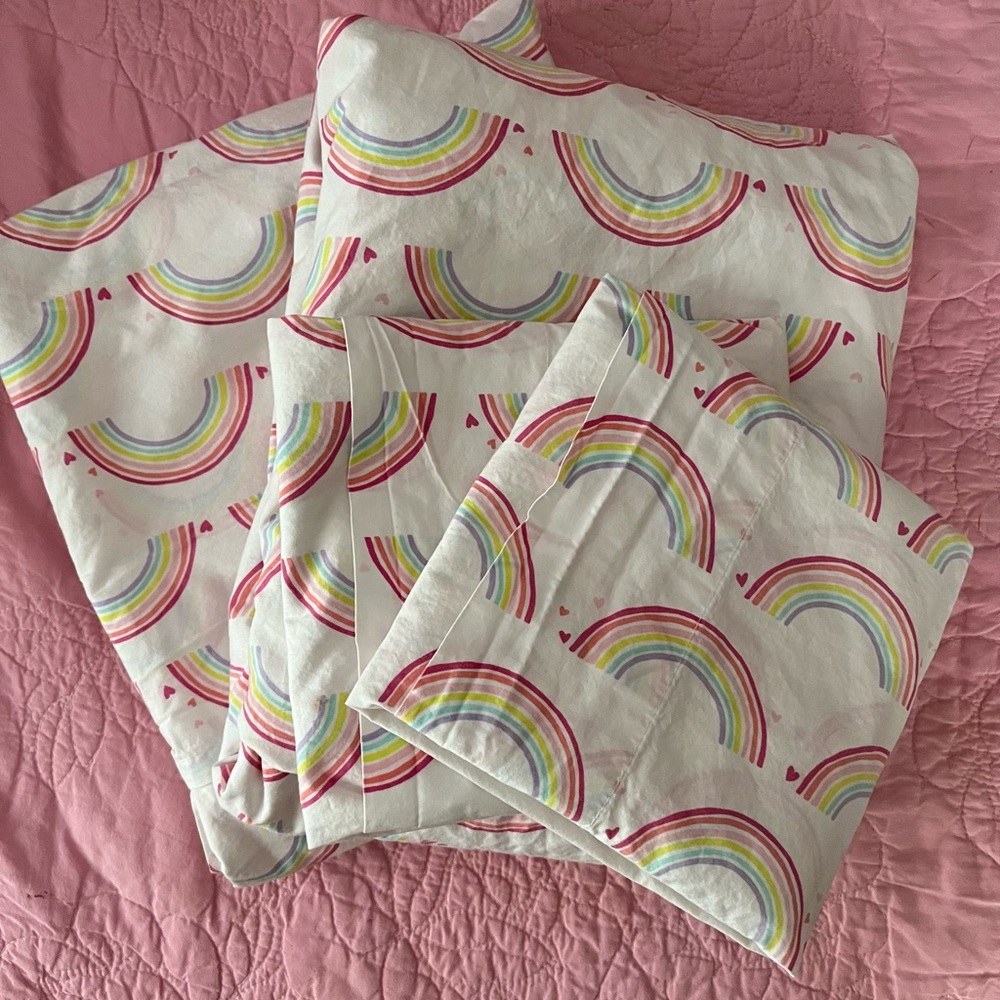 Full size rainbow sheets, GUC no visible signs of wear.